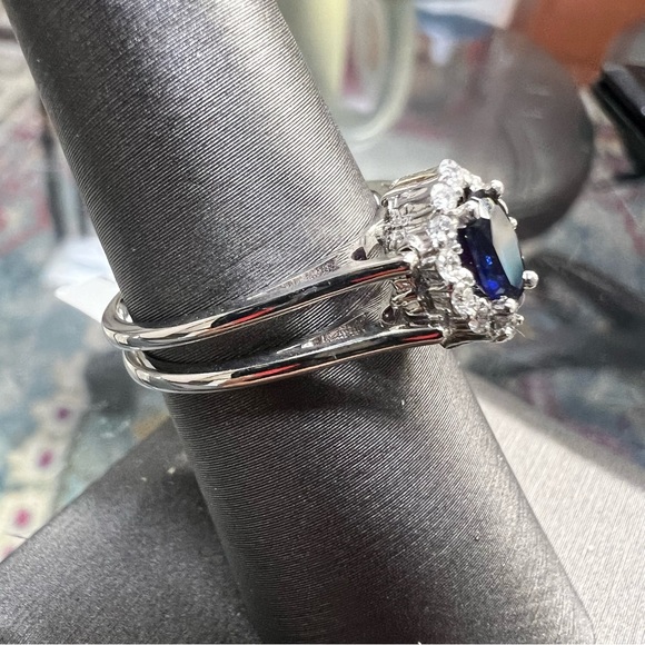 14k White Gold Diamond Sapphire Ruby Ring - Picture 2 of 12